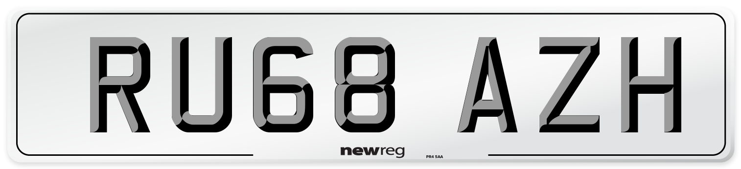 RU68 AZH Number Plate from New Reg